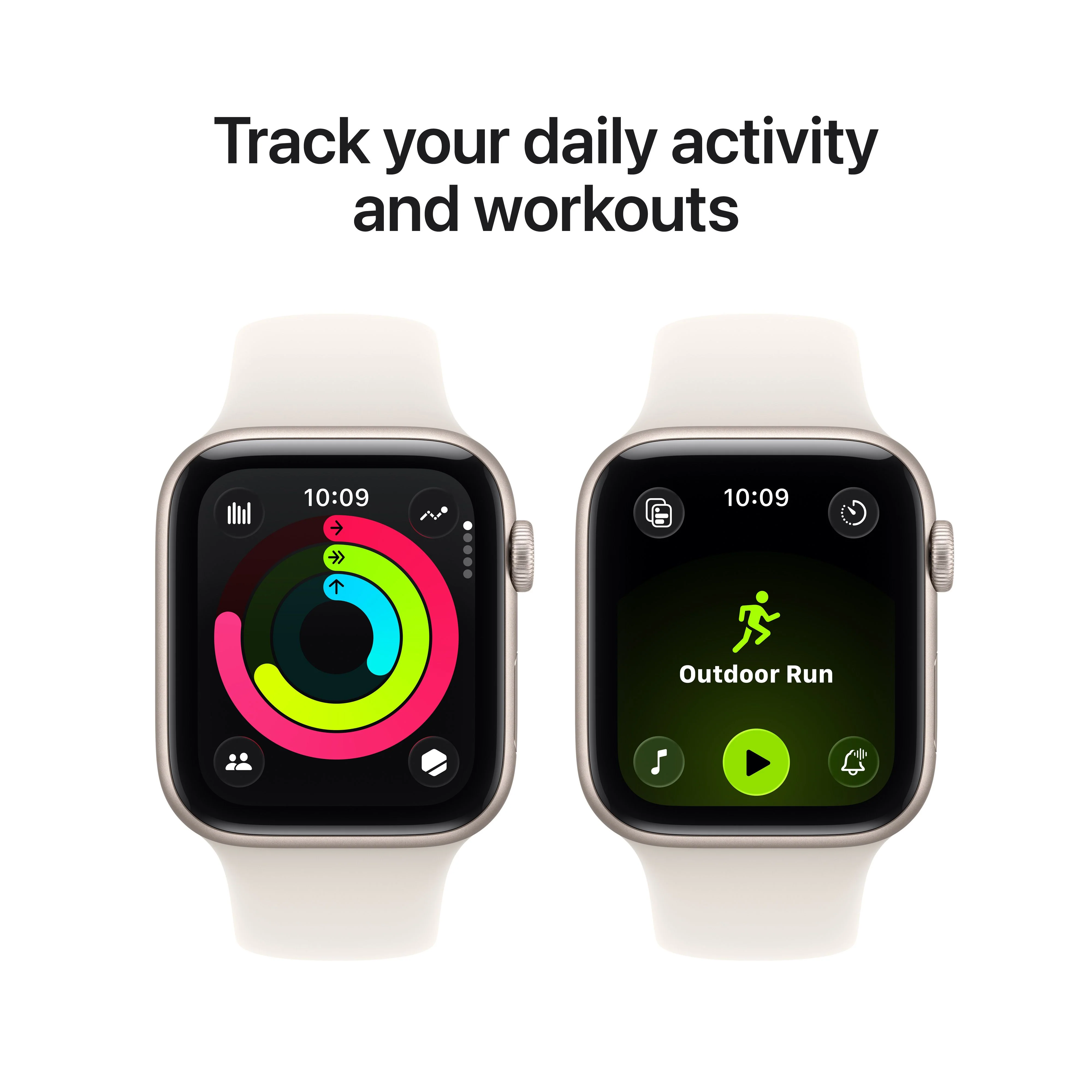 Apple Watch SE 3 GPS 40mm Starlight Aluminium Case with Starlight Sport Band - S/M - Image 6