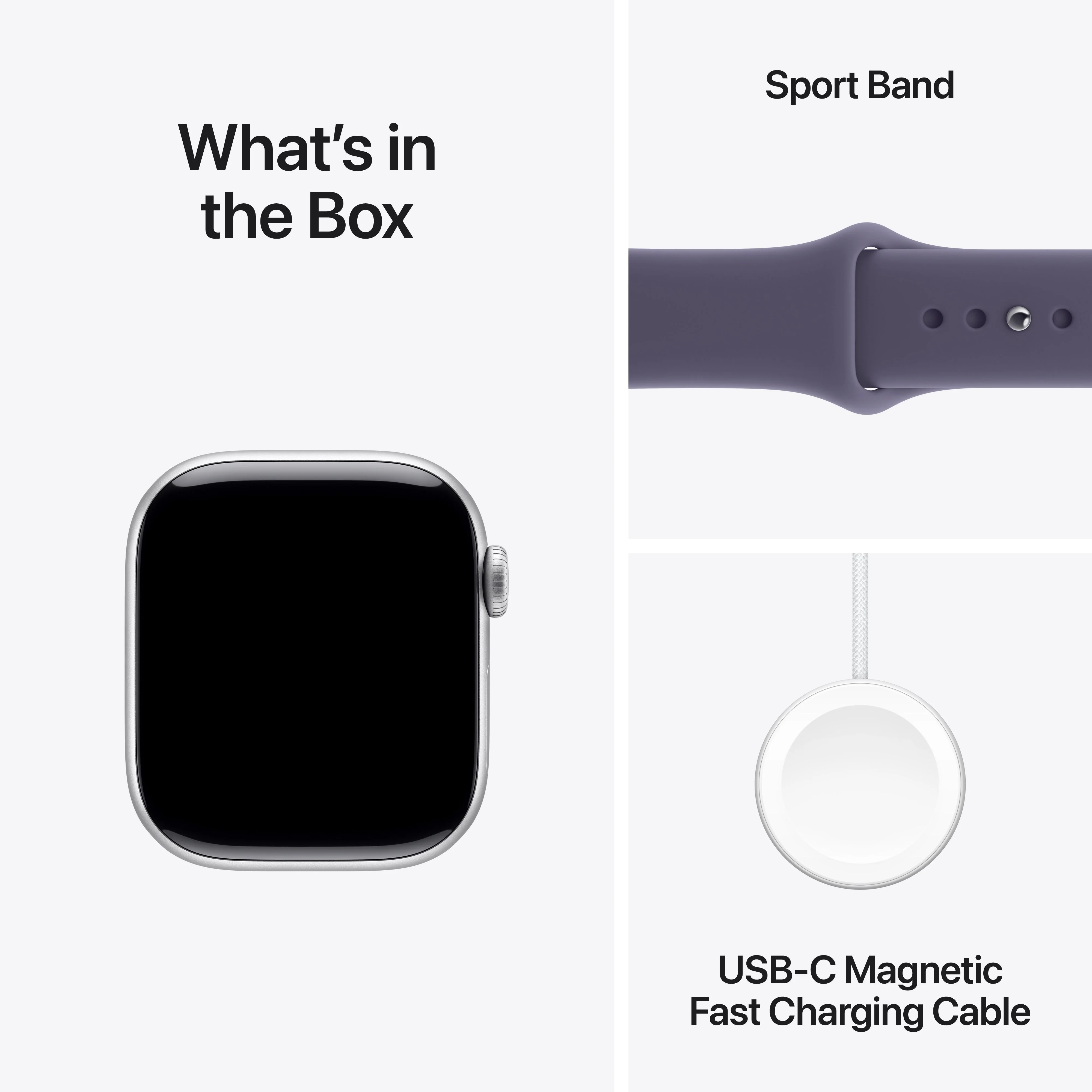 Apple Watch Series 11 GPS 42mm Silver Aluminium Case with Purple Fog Sport Band - S/M - Image 9