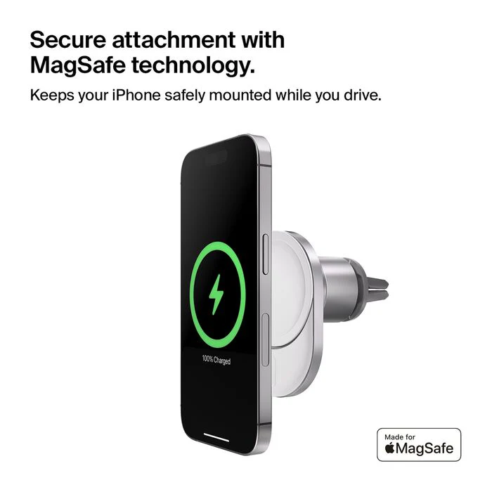 Belkin BoostCharge Pro Magnetic Wireless Car Charger with Qi2 15W Grey - Image 4