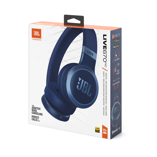 JBL Live 670NC Wireless On-Ear Noise Cancelling Headphones - Blue - Image 7