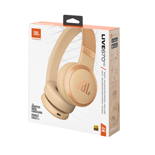 JBL Live 670NC Wireless On-Ear Noise Cancelling Headphones - Sandstone - Image 7