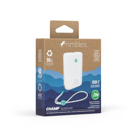 Nimble Champ 10000 mAh 22.5W PD Battery Dual USB-C Luna - White - Image 3