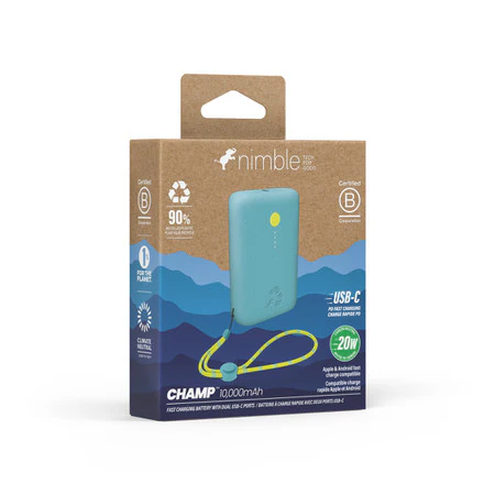 Nimble Champ 10000 mAh 22.5W PD Battery Dual USB-C - Shorebreak Blue - Image 3