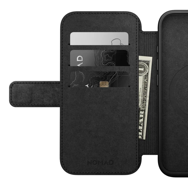 Nomad Modern Leather Folio Case with MagSafe for iPhone 16 - Black - Image 8