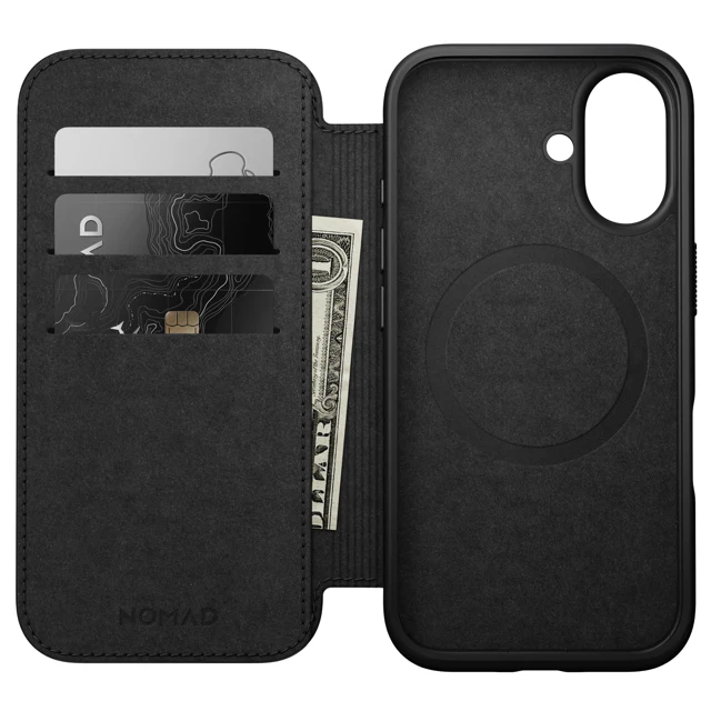 Nomad Modern Leather Folio Case with MagSafe for iPhone 16 - Brown - Image 7