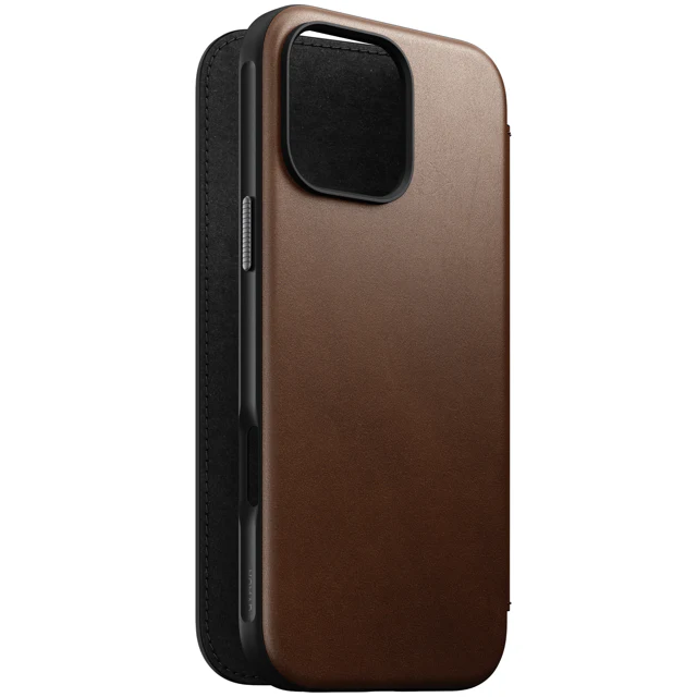 Nomad Modern Leather Folio Case with MagSafe for iPhone 16 Pro - Brown - Image 5