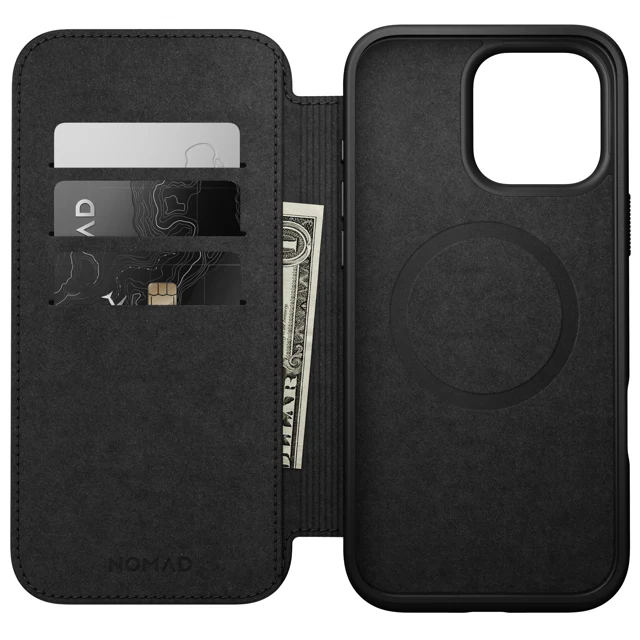 Nomad Modern Leather Folio Case with MagSafe for iPhone 16 Pro Max - Black - Image 6