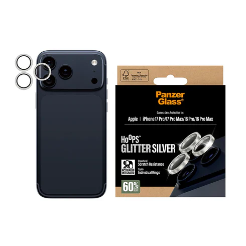 PanzerGlass Camera Lens ProtectorHoops iPhone 17 Pro/17 Pro Max-GlitterSilver-EN - Image 2