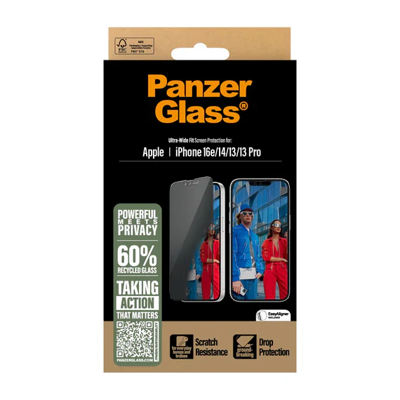 PanzerGlass UWF Privacy Screen Protector iPhone 16e/14/13/13 Pro - Black - Image 3