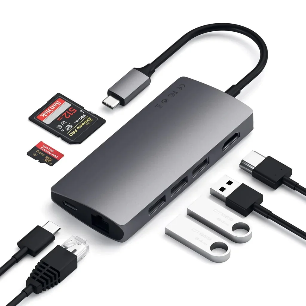 Satechi USB-C Multiport Adapter V2 (Ethernet/HDMI 4K/USB3.0/SD&Micro/USB-C) - Space Gray - Image 8