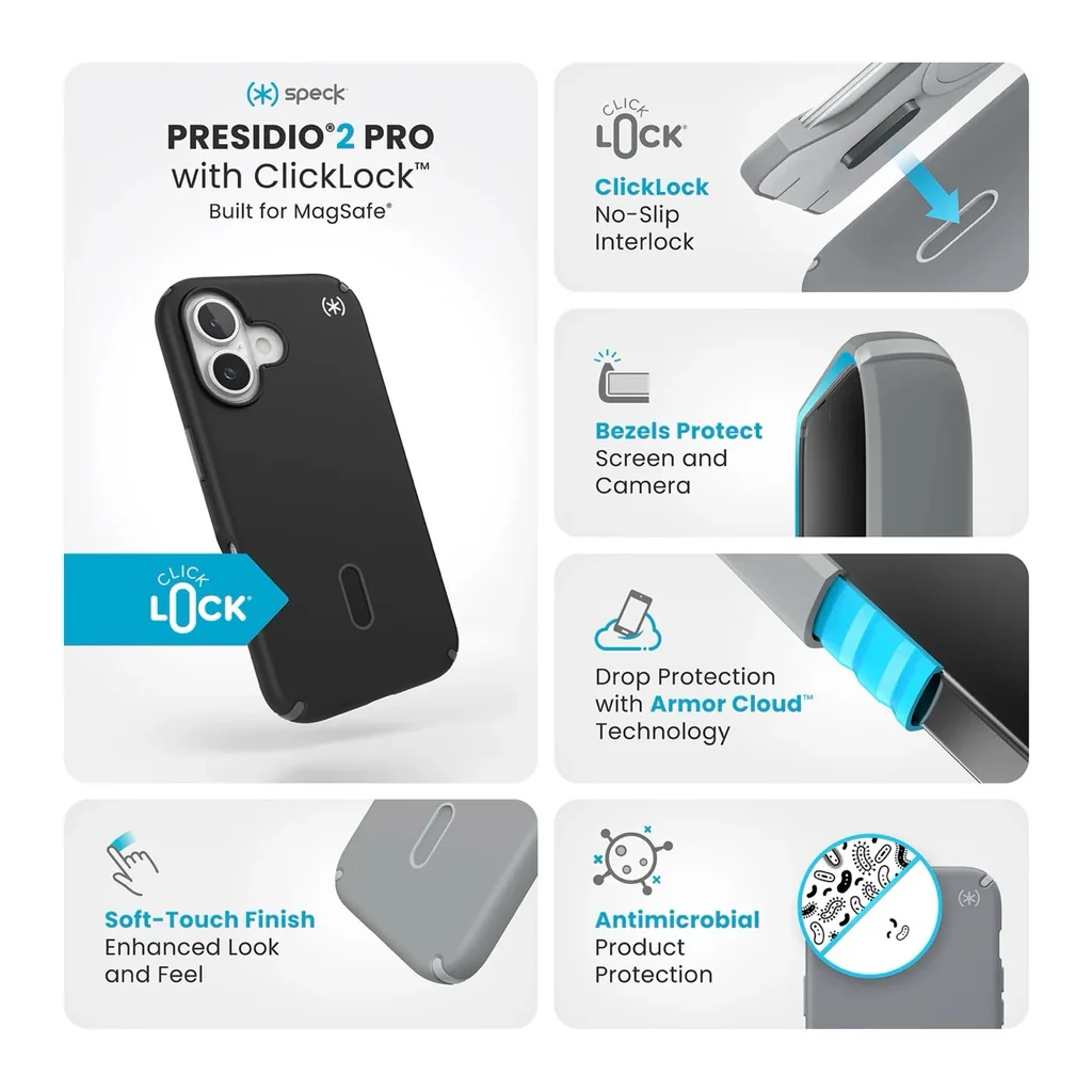 Speck Case with ClickLock/MagSafe for iPhone 16 - Black - Image 5