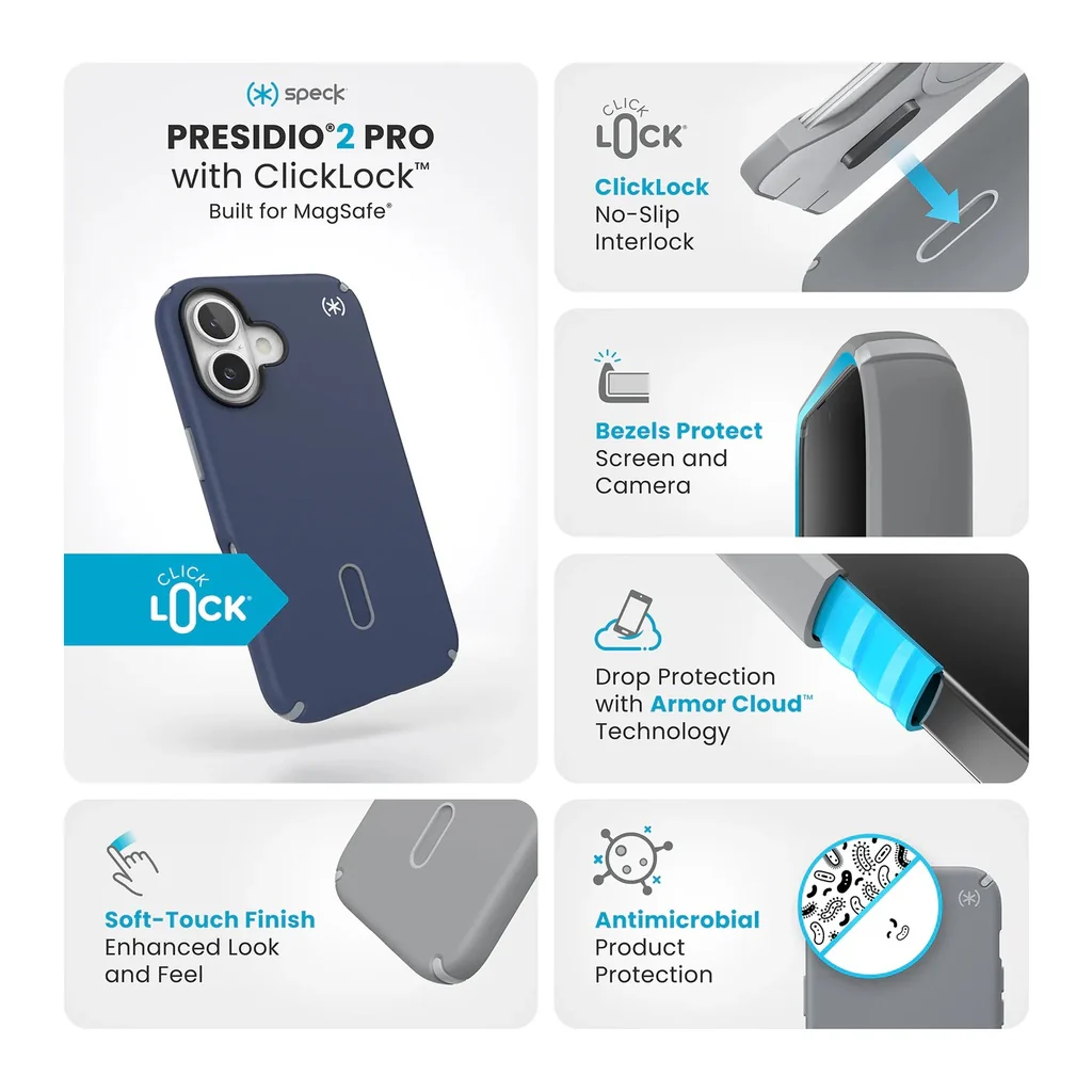 Speck Case with ClickLock/MagSafe for iPhone 16 Plus - Coastal Blue - Image 5