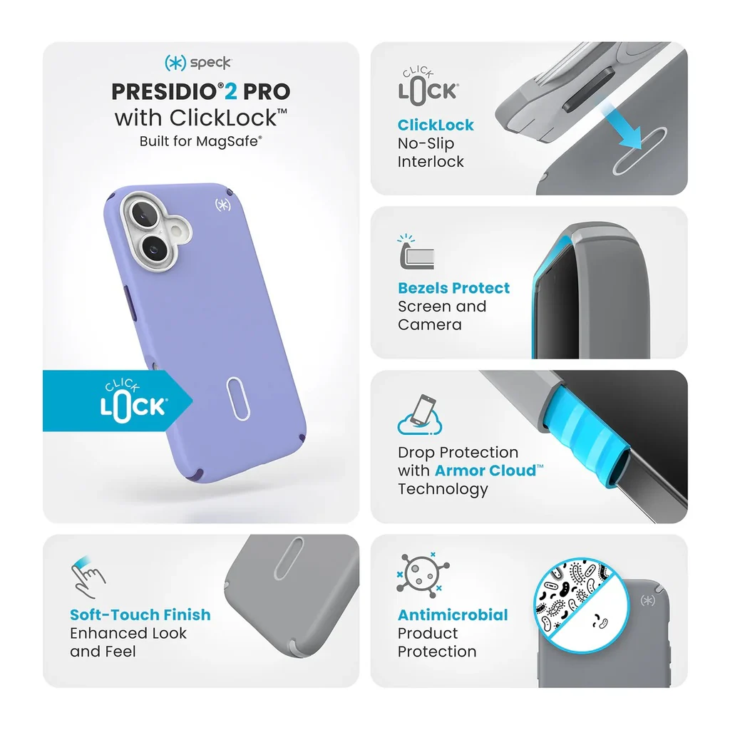 Speck Case with ClickLock/MagSafe for iPhone 16 Plus - Lavender - Image 5