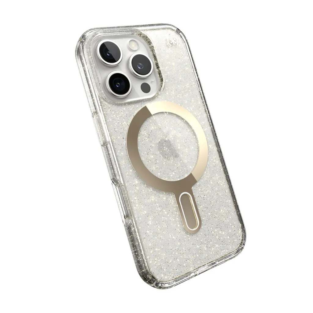 Speck Case with ClickLock/MagSafe for iPhone 16 Pro Max - Clear / Gold Glitter - Image 2