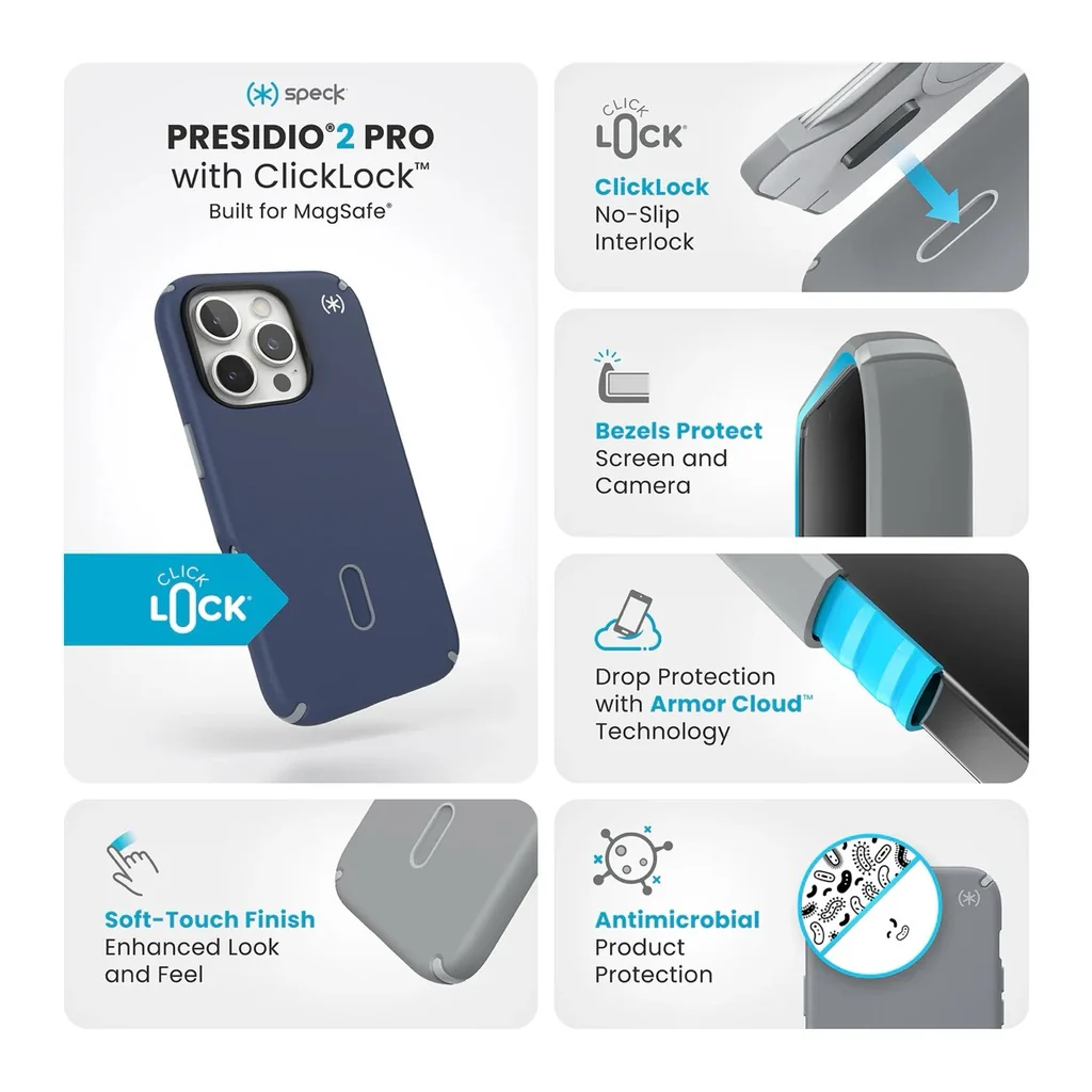 Speck Case with ClickLock/MagSafe for iPhone 16 Pro Max - Coastal Blue - Image 5