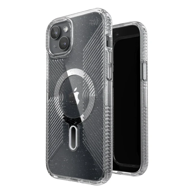 Speck Presidio2 Lux Grip Case with MagSafe/Click Lock for iPhone 16e/15/14/13 - Clear/Platinum Glitter - Image 2