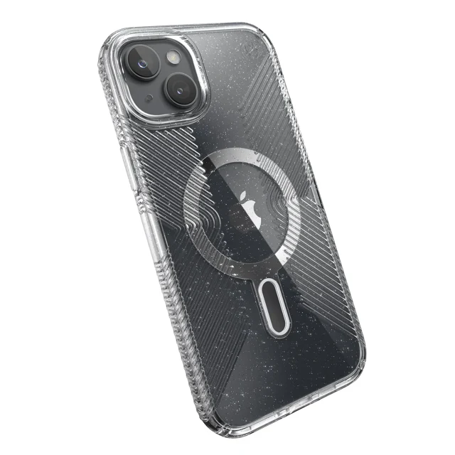 Speck Presidio2 Lux Grip Case with MagSafe/Click Lock for iPhone 16e/15/14/13 - Clear/Platinum Glitter - Image 3